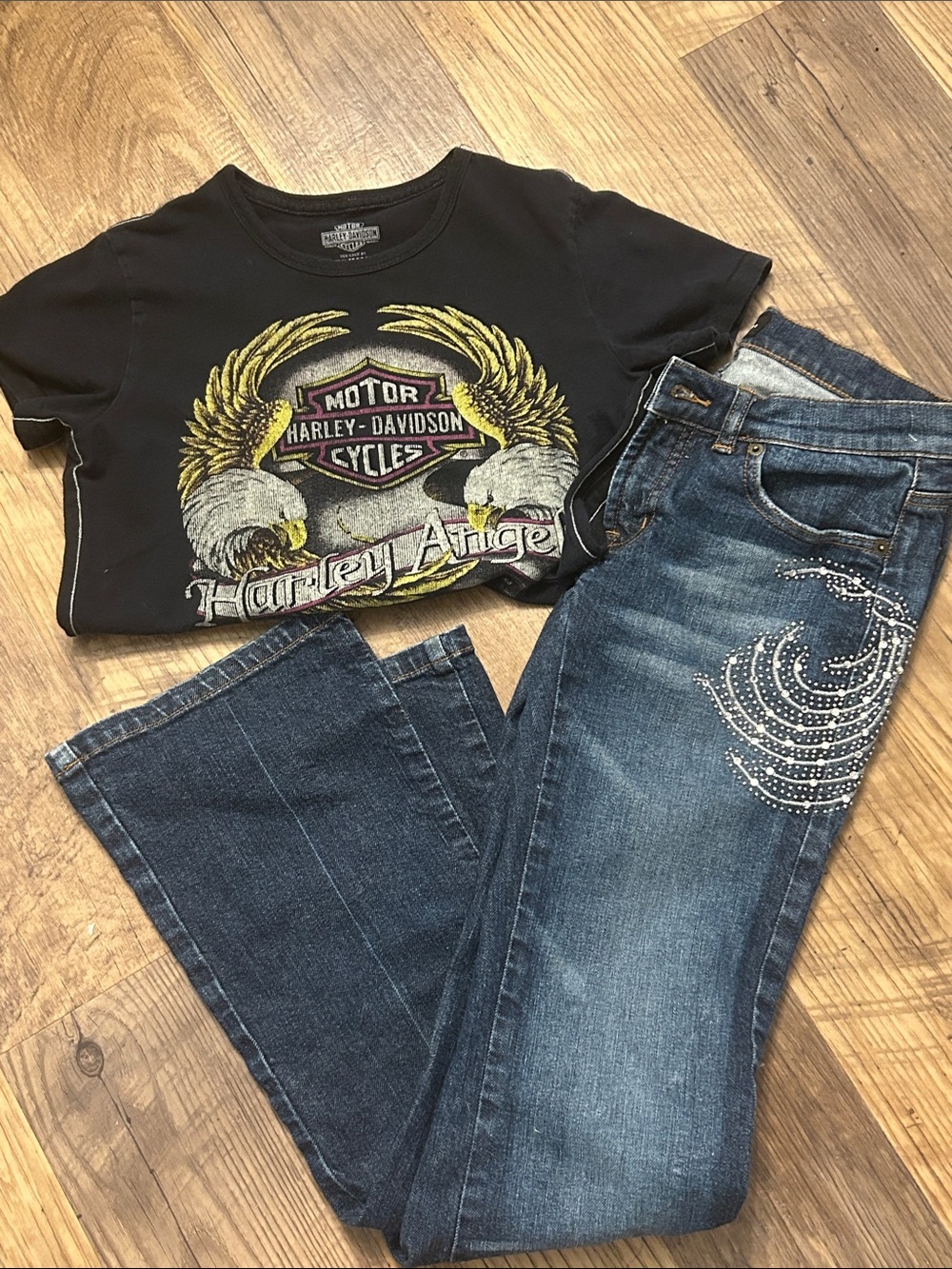 Trunk LTD vintage Harley-Davidson Black Tee  Eagle top & jeans the limited 4
